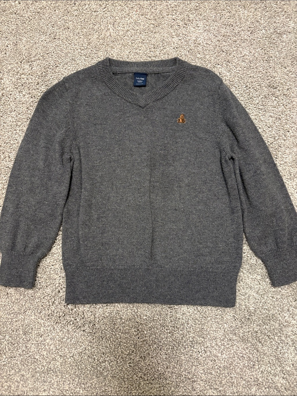 Baby Gap Gray V-Neck Sweater 2T